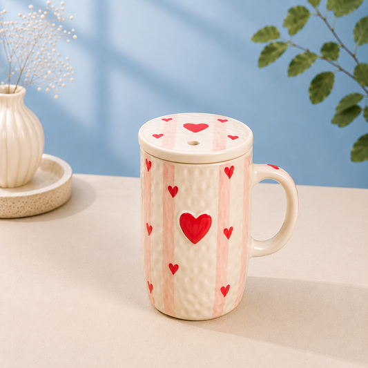 Stripe Hearts Tumbler with Lid & Straw Set of 1
