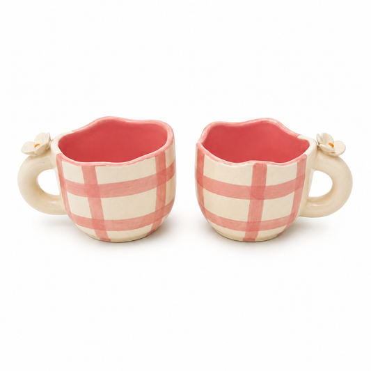 Pink Check Daisy Mug Set of 1