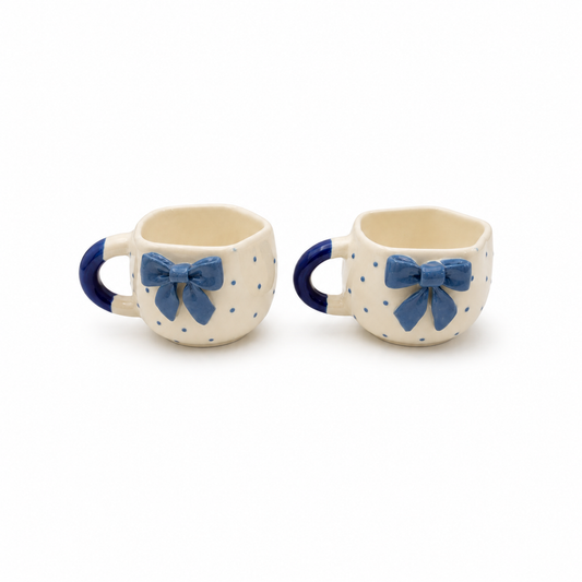 Blue Bow Polka Mug Set of 1