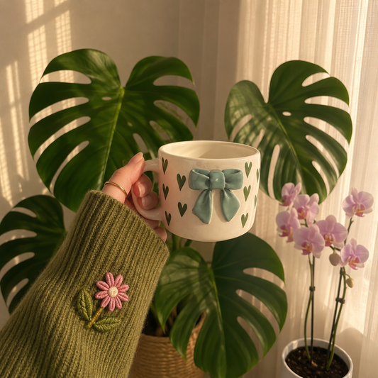 Sage Ribbon Cups Set of 1
