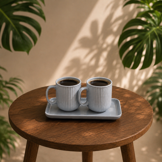 Grey Mug & Tray Set