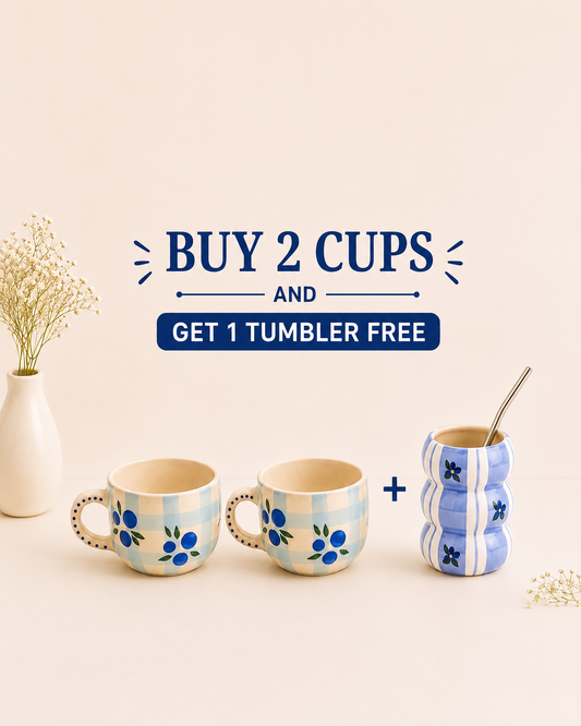 Blueberry Gingham Set + Free Tumbler