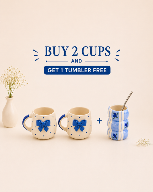 Blueberry Ribbon Cup Set + Free Tumbler