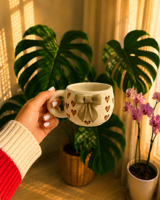 Brown Bow Polka Mug Set + coke Tumbler