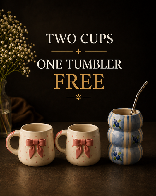 Pink Bow Cup Set + Free tumbler