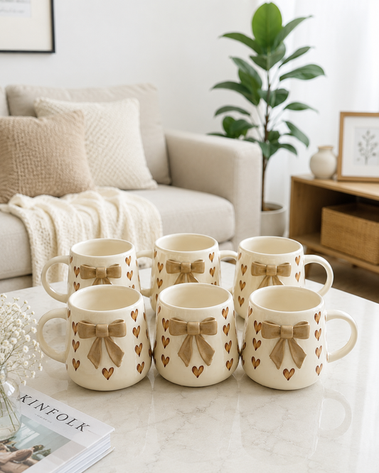 Mocha Bow Mug Set of 6