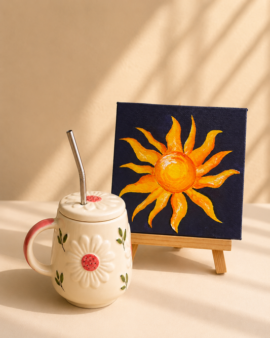 Daisy Tumbler + Founder’s Hand- Painted Mini Canvas