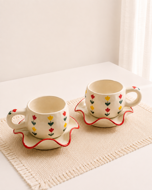 Floral Ceramic Cup Set