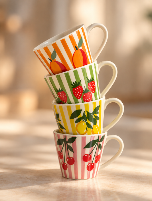 Fruit Garden Ceramic Mug Set of 4