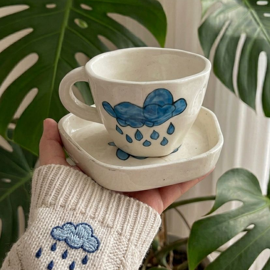 Rain Cloud Cup & Saucer Set of One
