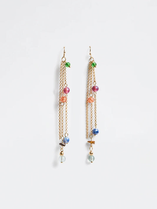 Multicolor Beaded Chain Drop Earrings