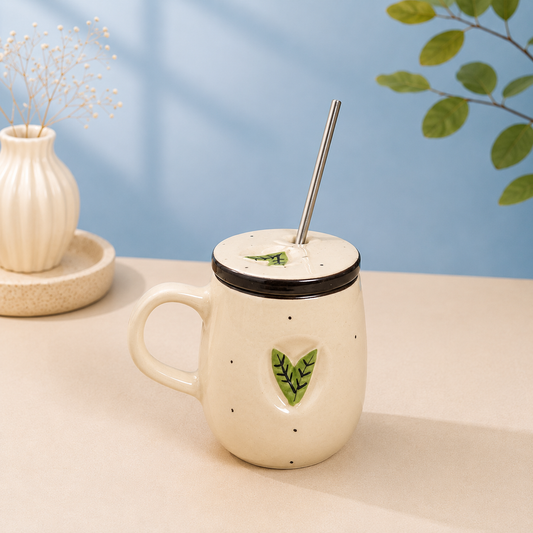 Leaf Heart Tumbler with Lid & Straw Set of 1