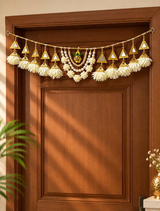 Pearl Swastik Floral Door Toran