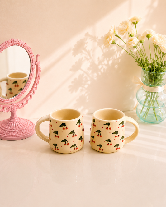 Vintage Cherry Hug Mugs Set of 1
