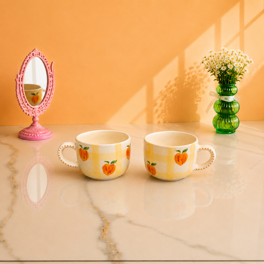 Peach Gingham Mug Set of 1