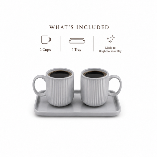 Grey Mug & Tray Set