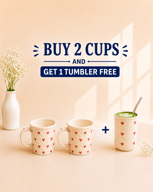 Heart Quilt Cup Set + Free Tumbler