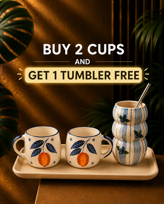 Mediterranean Lemon Mug Set + Free Tumbler