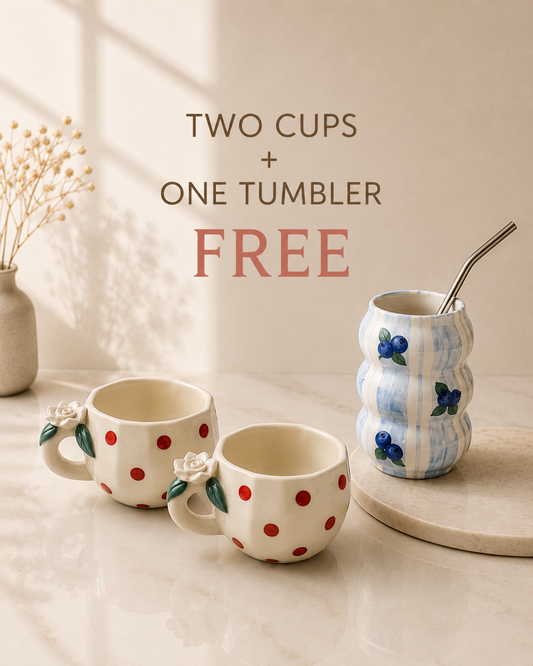 Rosé Bloom Cup Set + Free tumbler