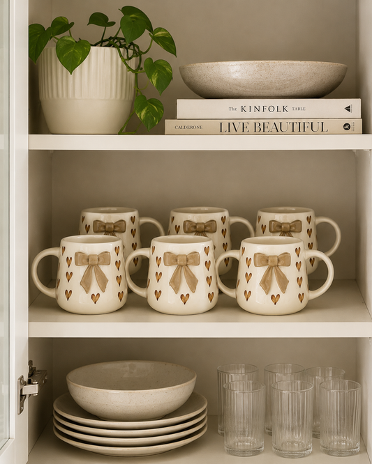 Mocha Bow Mug Set of 6
