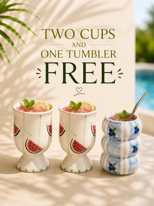 Watermelon juice glass set + Blueberry tumbler
