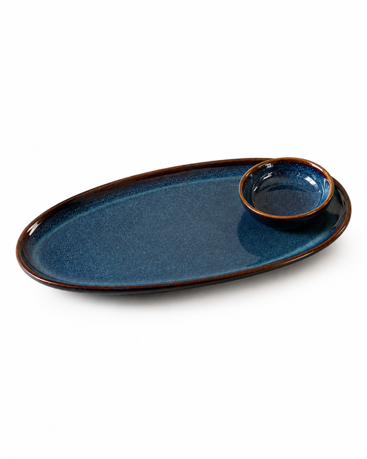 Ocean Blue Chip & Dip Tray