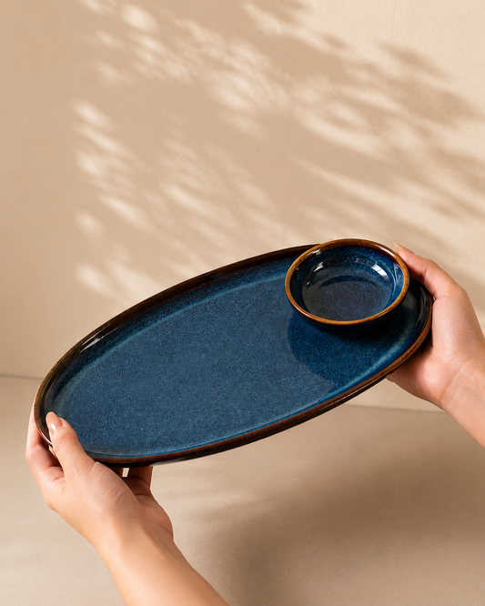Ocean Blue Chip & Dip Tray