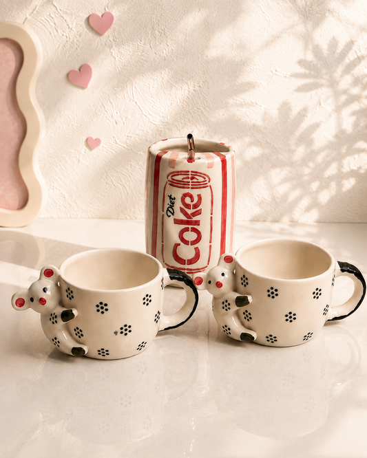 Mouse Ceramic Coffee Mug Set + Diet Coke Tumbler Combo