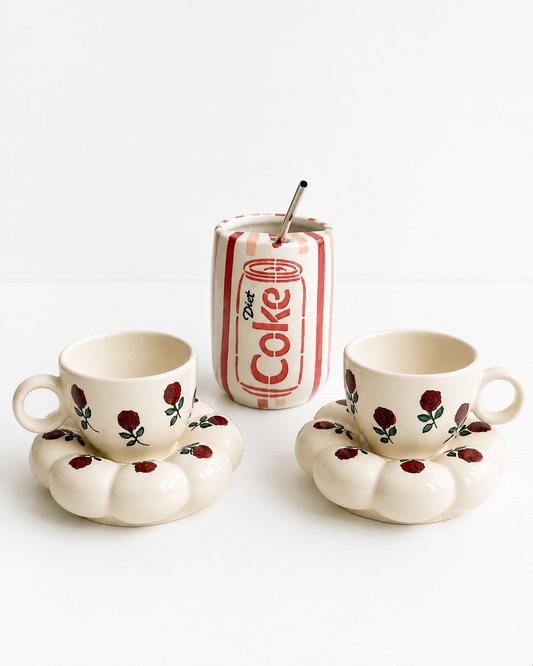 Rose Bubble Mug Set + Diet Coke Tumbler Combo