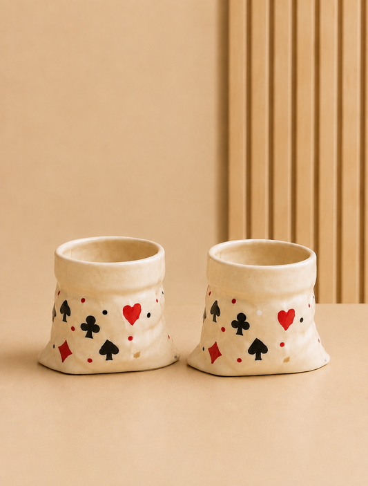Hearts & Cards Cup Set