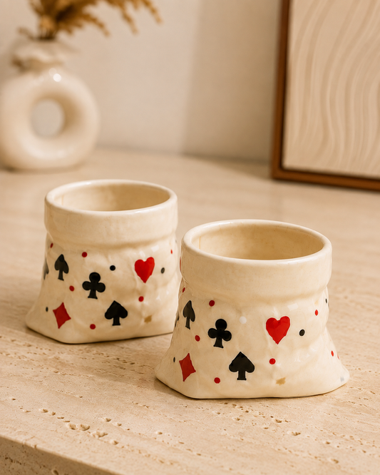 Hearts & Cards Cup Set