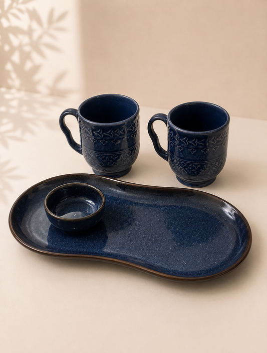 Midnight Blue Platter & Mug Combo