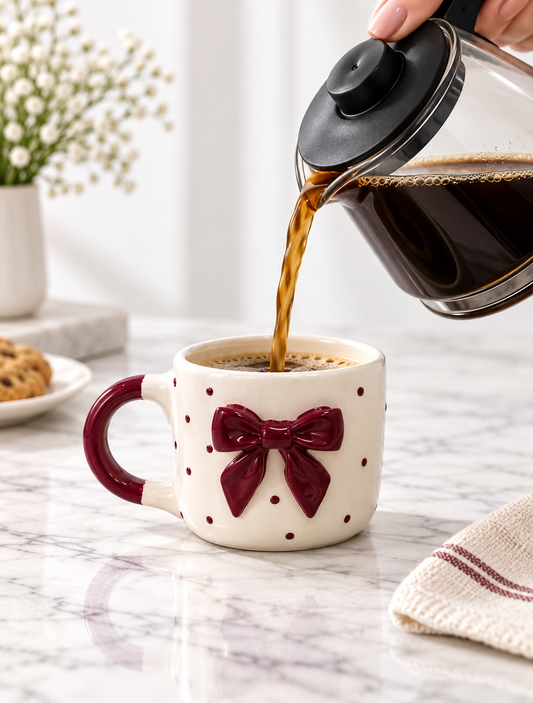 Burgundy Bow Cup - Set of 3