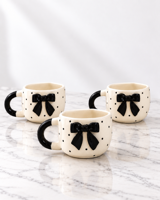 Black Bow Cup - Set of 3