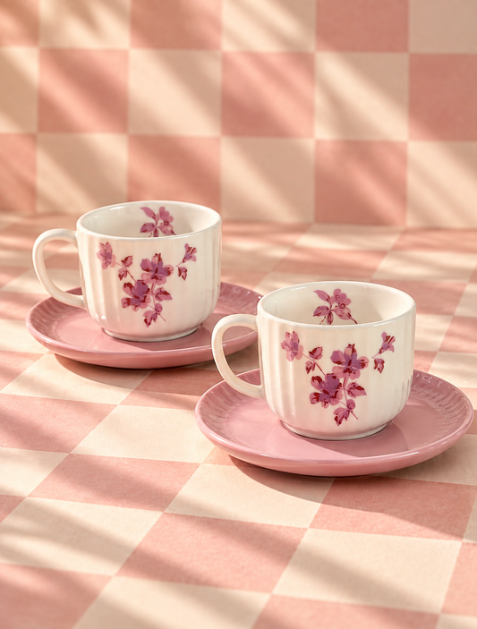 Blush Blossom Tea Cup & Saucer Set of 2